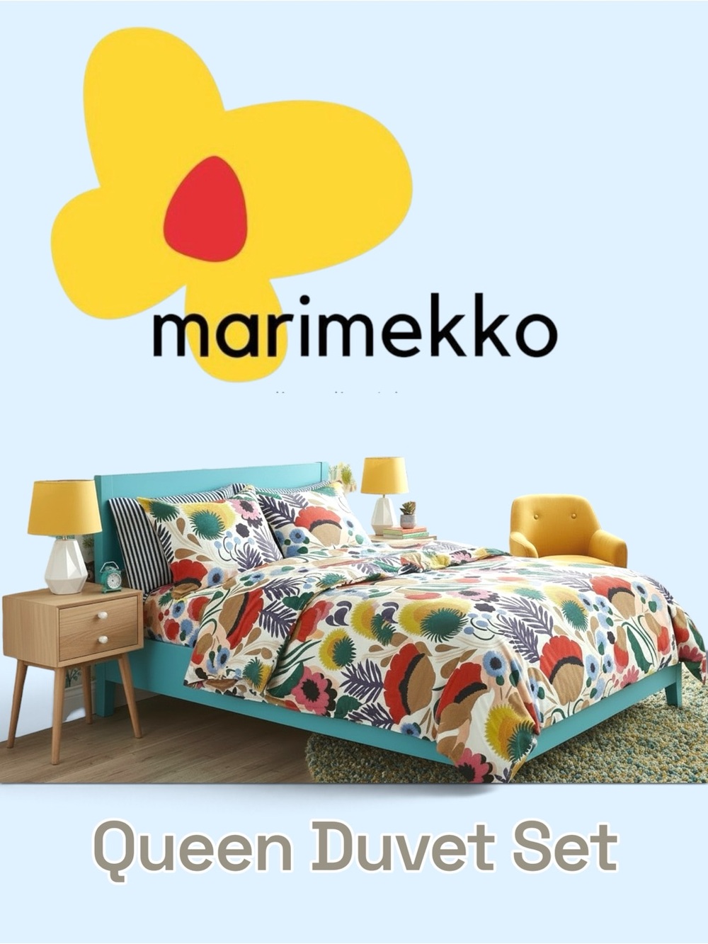 Marimekko NIB Ojakellukka Anna Danielsson Multicolor Duvet Cover - Full / Queen